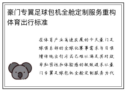 豪门专翼足球包机全舱定制服务重构体育出行标准