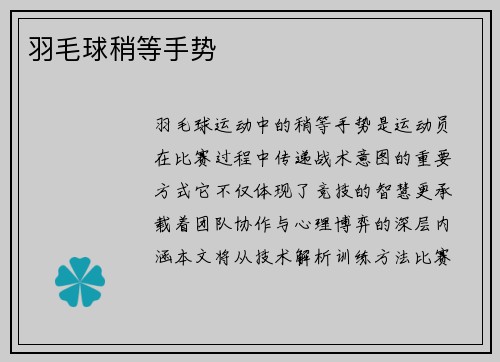 羽毛球稍等手势
